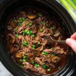 Slow Cooker Beef Brisket with Mushrooms and Caramelized Onions Recipe