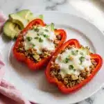 Vegetarian Stuffed Peppers with Cilantro, Tomato, and Cheddar Recipe