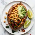 Stuffed Sweet Potatoes with Chickpeas, Sun-Dried Tomatoes, and Spinach Recipe